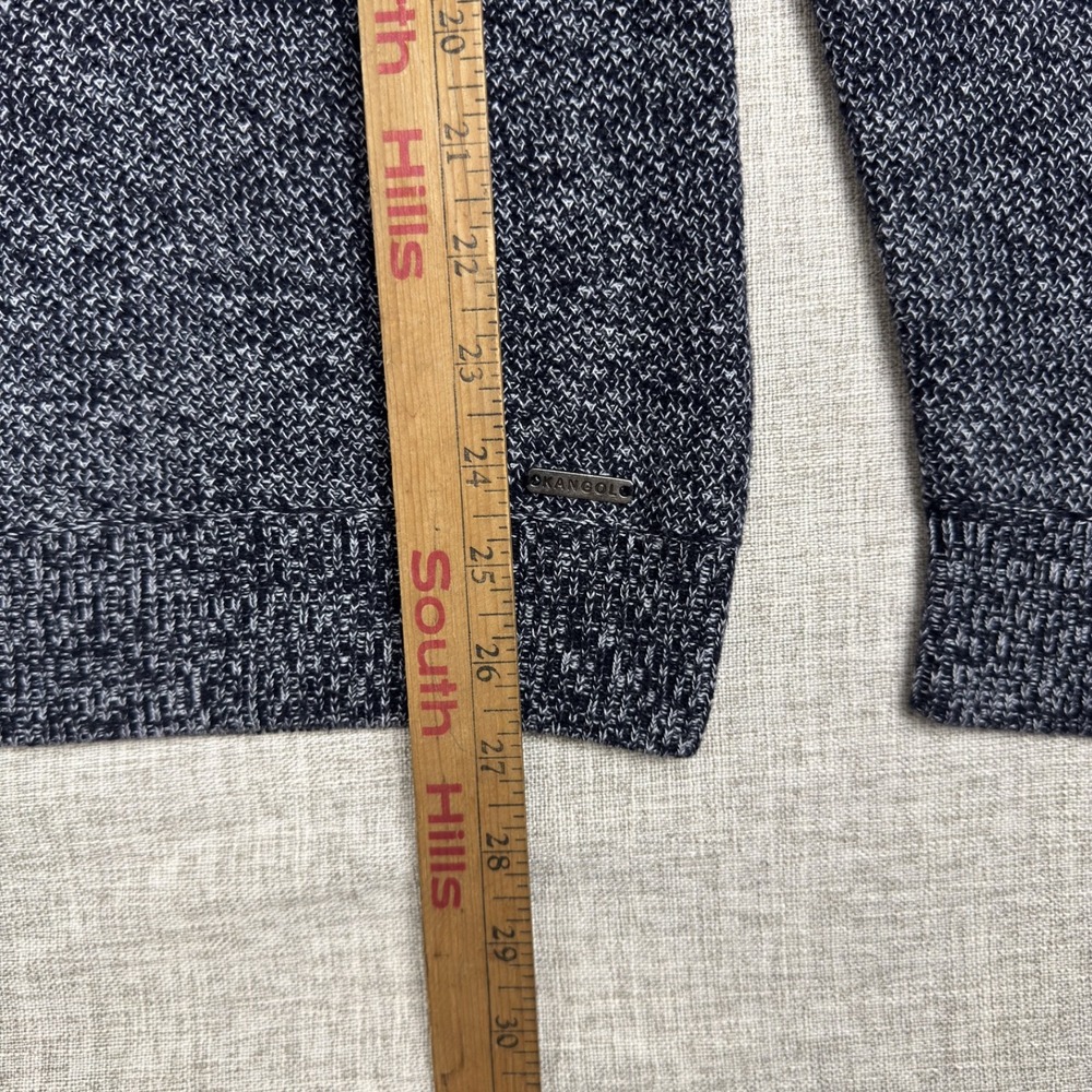 Kangol Mens XL Marled Knit Crewneck Sweater Gray Black Cotton Logo - Picture 5 of 9